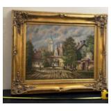 Painting on canvas 41 x 36 framed signed Dick