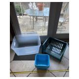 Empty tote, free plastic tray and black crate