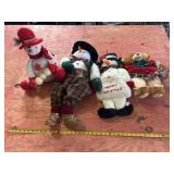 Stuffed christmas snow man and bear