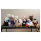 Stuffed animals bears pigs, rabbits