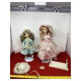 Porcelain dolls with stands