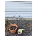 Green iron plant stands and planter.