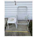 Iron chair and plastic table