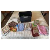 Tote of fabrics, mid-century modern vintage