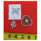 Silver Toned Brooches