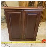 Hanging cabinet with wood shelves measures 25.5