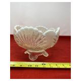 Mosser glass white opalescent footed serving bowl