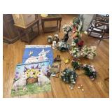 Easter flags, different flower arrangements and
