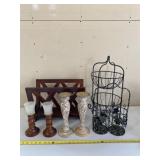 Magazine rack, candle sconces, candle holders and