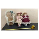 Porcelain dolls  and wicker
