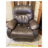 Brown leather power recliner measures 40 inches