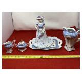 China porcelain tea set  with gold trim including