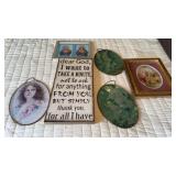 Religious framed wall, art, and floral decor