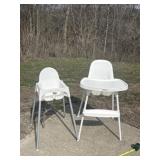 2 white baby highchairs