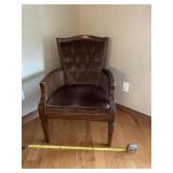 Vintage brown velvet lounge chair with cane side