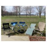 Fold up chairs and lounger chair.