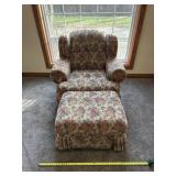 Rose Pattern Chair with ottoman
