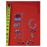 Royal Blue Crystal & Matching Earrings