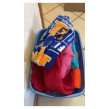 Tote full of fabric, mostly fleece and illni