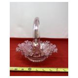 Fenton  glass basket in rose pink color