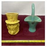 Vintage art pottery basket 1940s McCoy planter