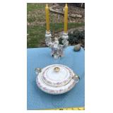 porcelain covered serving dish,