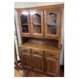 Lighted two piece hutch, solid oak, 48x72x18 inch