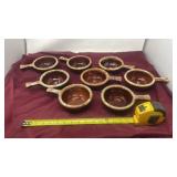 8 French onion, HULL pottery brown drip glaze