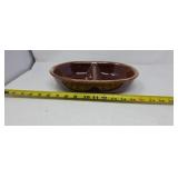 Vintage Hull Pottery Co. Brown Drip divided 11"