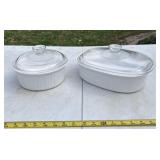 Corning Ware French White casserole dishes with