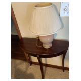 Mahogany console table with lamp
