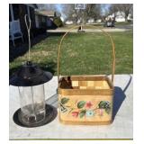 Bird feeder and wooden woven basket