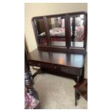 Antique African mahogany make up table w/chair,