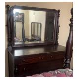 Antique African mahogany dresser with mirror