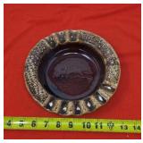 Hull Brown Drip Ashtray, w horse design