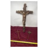 Chalk art Jesus on the cross and two crosses