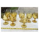 amber and clear glass pedestaled goblets likely