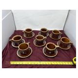 Hull Pottery "Brown Drip" glaze coffee cups and