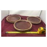 9 HULL pottery brown drip glaze plates