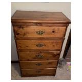 Five drawer wooden tall boy contents not included