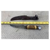 Compass Hunting Knife and Leather Sheath