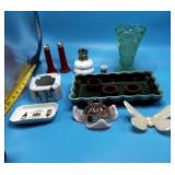 Home Decor-Vibrant Green Vase, Duncan Candlestick