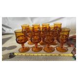 11-Indiana Glass Company Amber goblets in the