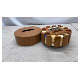 revolving wooden poker chip carousel caddy with a