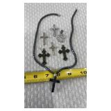 Hematite Cross Necklace, Cross Charms