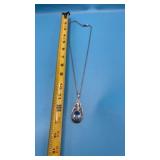 Beautiful Whiting & Davis Silver-Toned Blue Glass