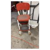 Cosco red and white metal chair step stool combo,