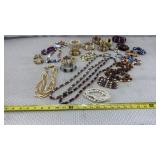 Collection of vintage costume jewelry, including