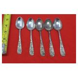 Set of 5 .950 Sterling Spoons 84.48g