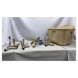 Tote w lid of canopy and batting cage fittings